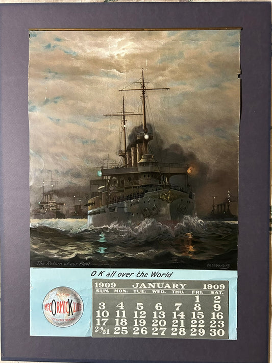MCCORMICK LINE ADVERTISING 1909 CALENDAR WITH SHIP