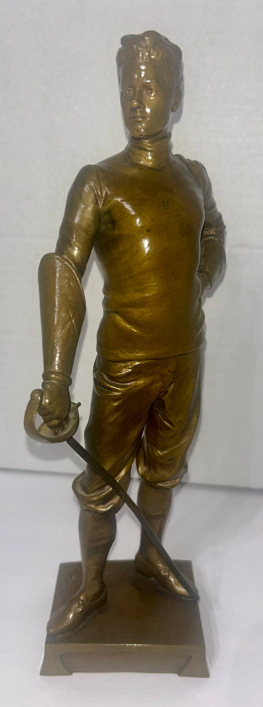 BRONZE OF SWORDSMAN SIGNED THOM 1900