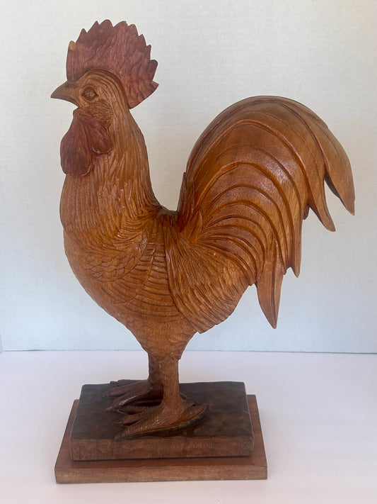 CARVED WOOD ROOSTER BY PINAL