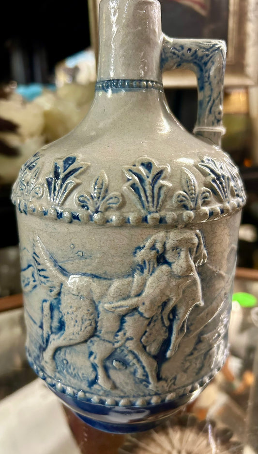 WHITES STONEWARE RABBIT HUNT ANTIQUE JUG