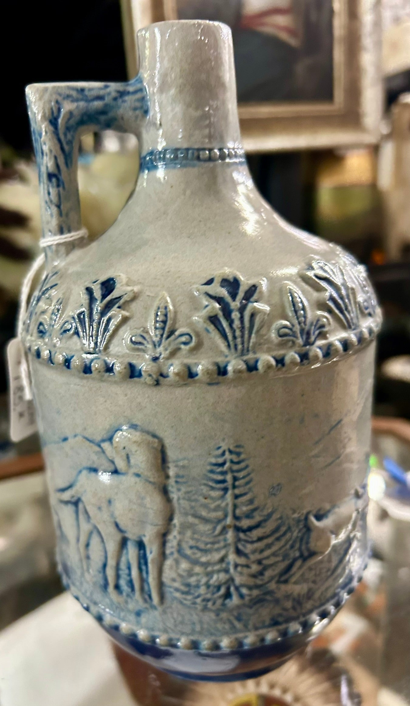 WHITES STONEWARE RABBIT HUNT ANTIQUE JUG