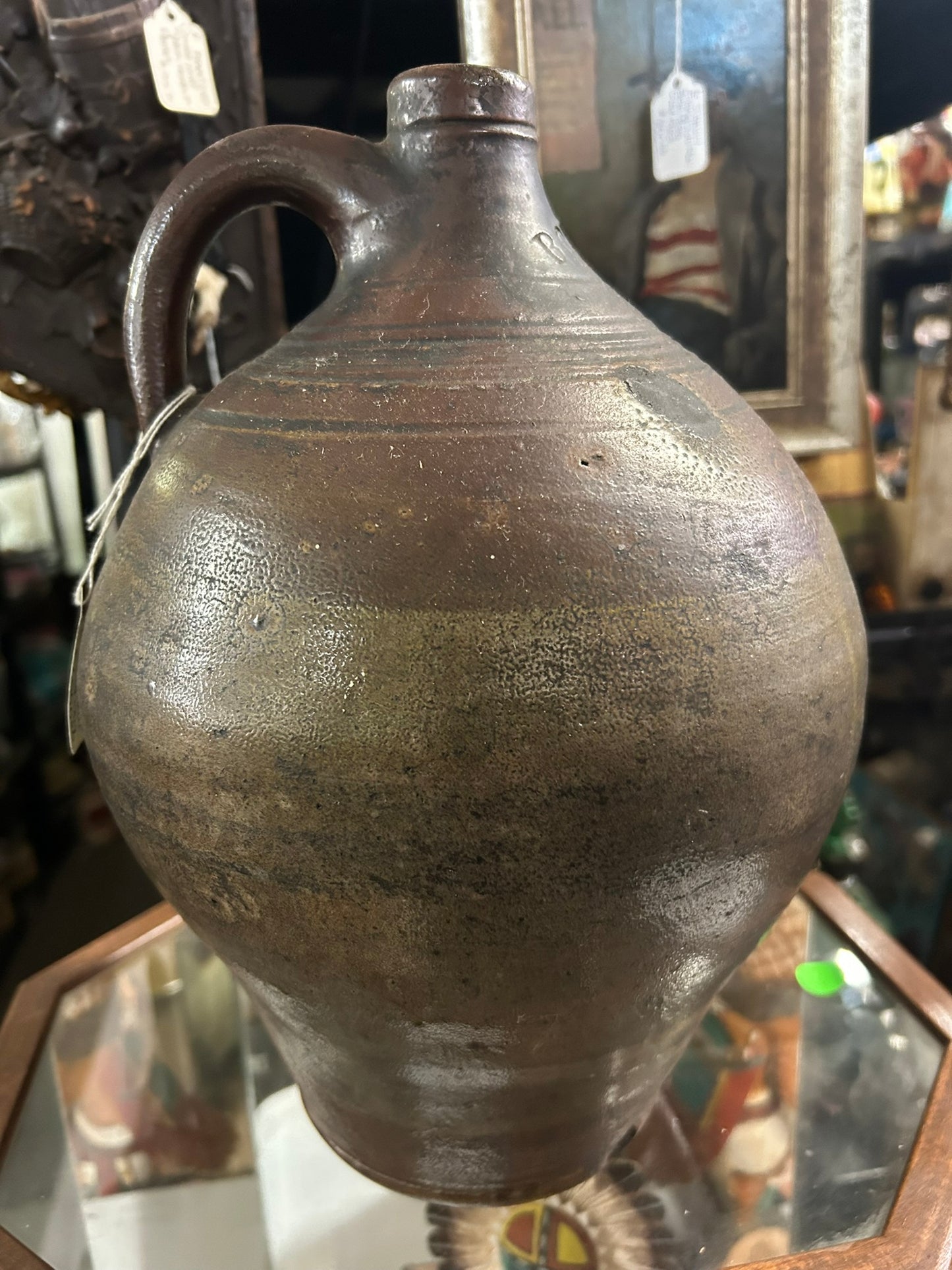 STONEWARE ANTIQUE "BOSTON" CIRCA 1800 MARKED STONEWARE JUG