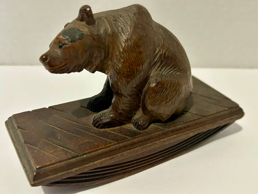 BLACK FOREST CARVED BEAR ANTIQUE BLOTTER