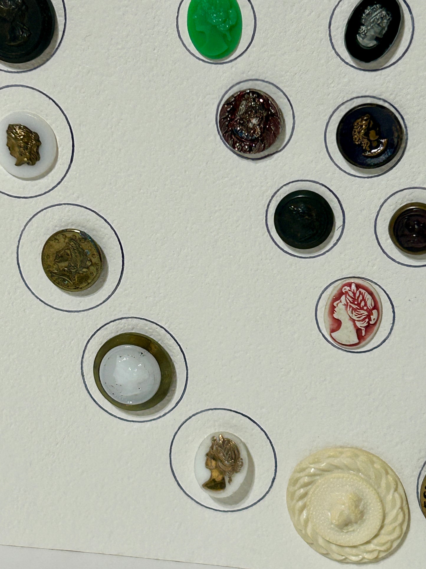 ANTIQUE BUTTONS WITH LADY HEADS