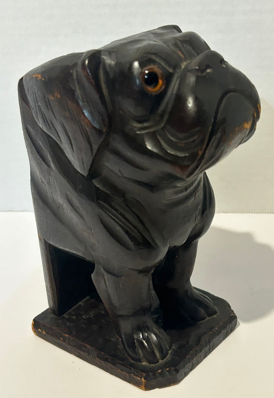 BLACK FOREST CARVED DOG ANTIQUE PENCIL HOLDER