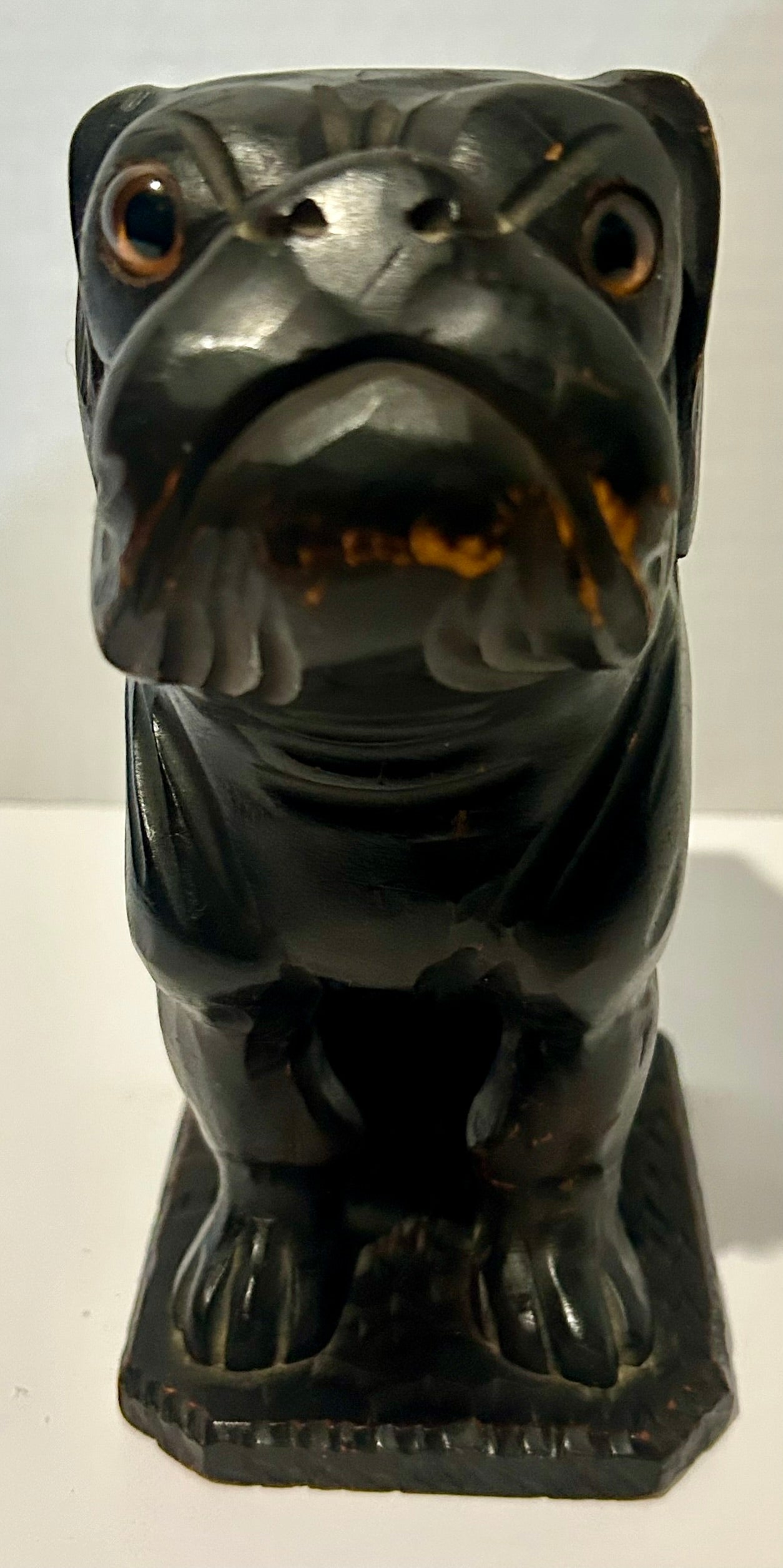 BLACK FOREST CARVED DOG ANTIQUE PENCIL HOLDER
