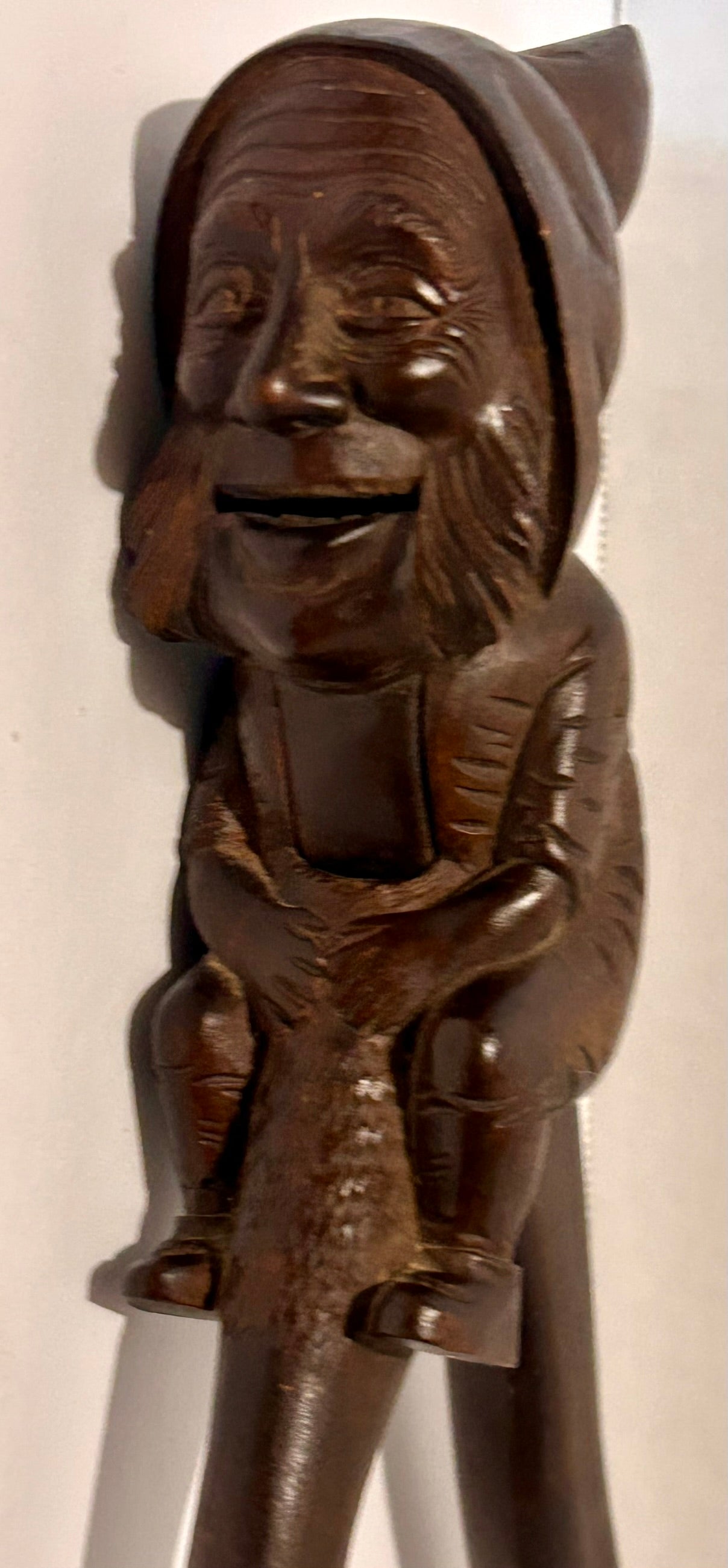 BLACK FOREST ANTIQUE CARVED HATTED MAN NUT CRACKER