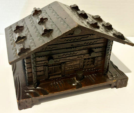 BLACK FOREST WOODEN CABIN ANTIQUE MUSIC BOX
