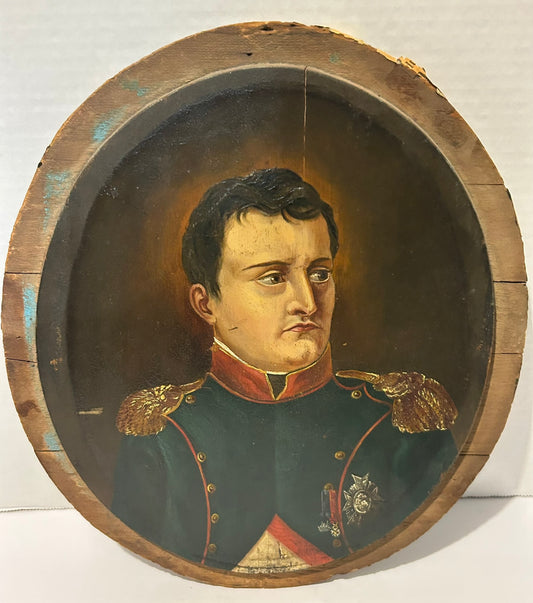 NAPOLEON ANTIQUE PORTRAIT PAINTING ON WOOD PANEL