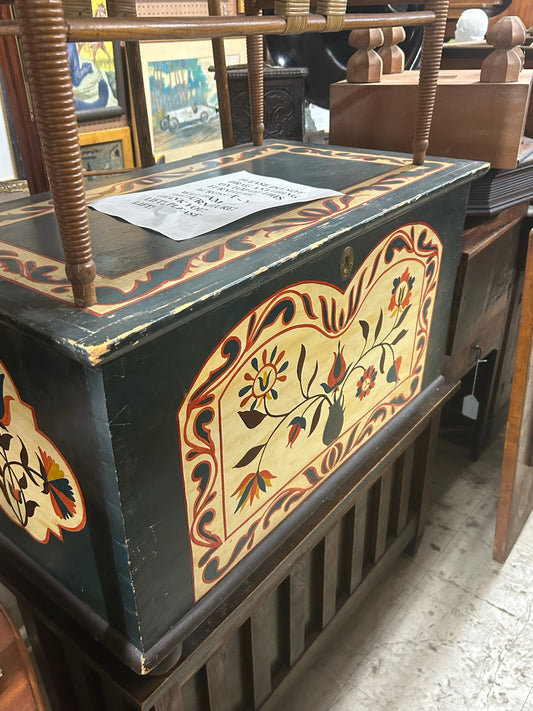 PENNSYLVANIA STYLE PAINT DECORATED EARLY WOODEN CHEST