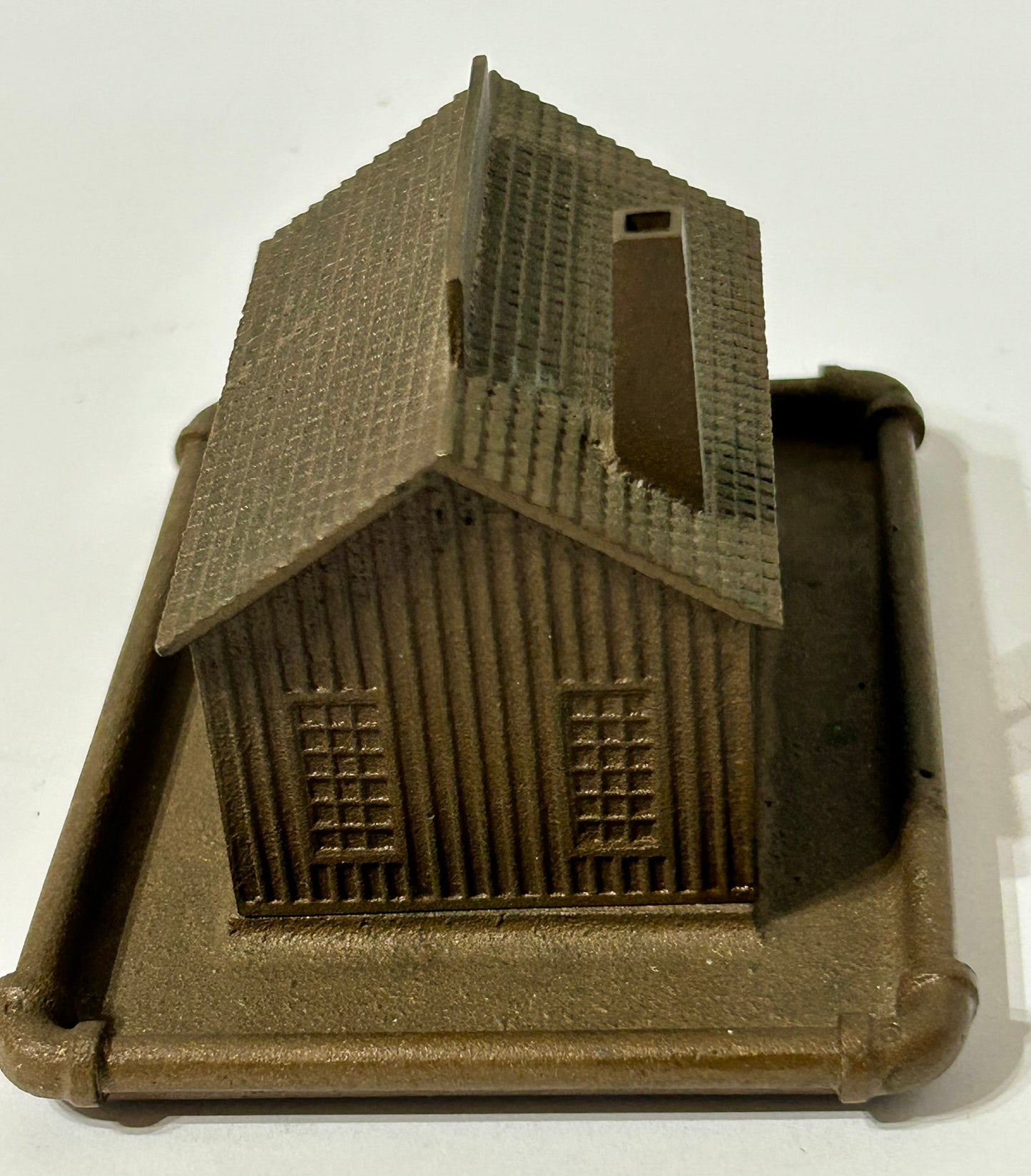 FIGURAL BRASS & BELL BUILDING ADVERTISING ANTIQUE PAPERWEIGHT FOR CRANE CO.