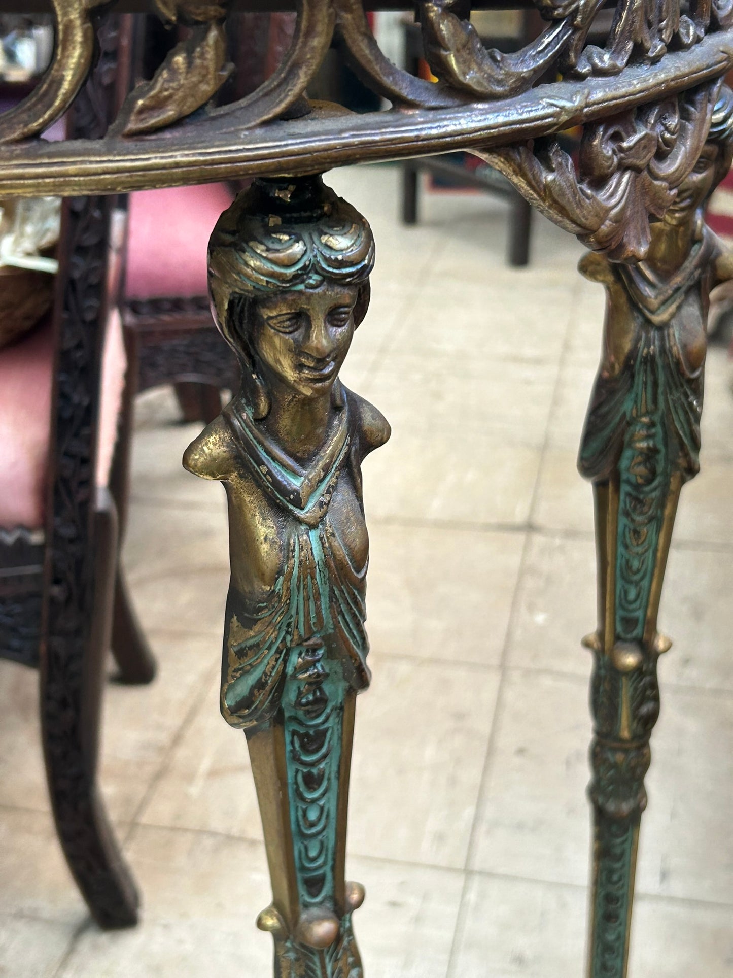 ART DECO METAL CONSOLE TABLE AND MIRROR IN MANNER OF OSCAR BACH