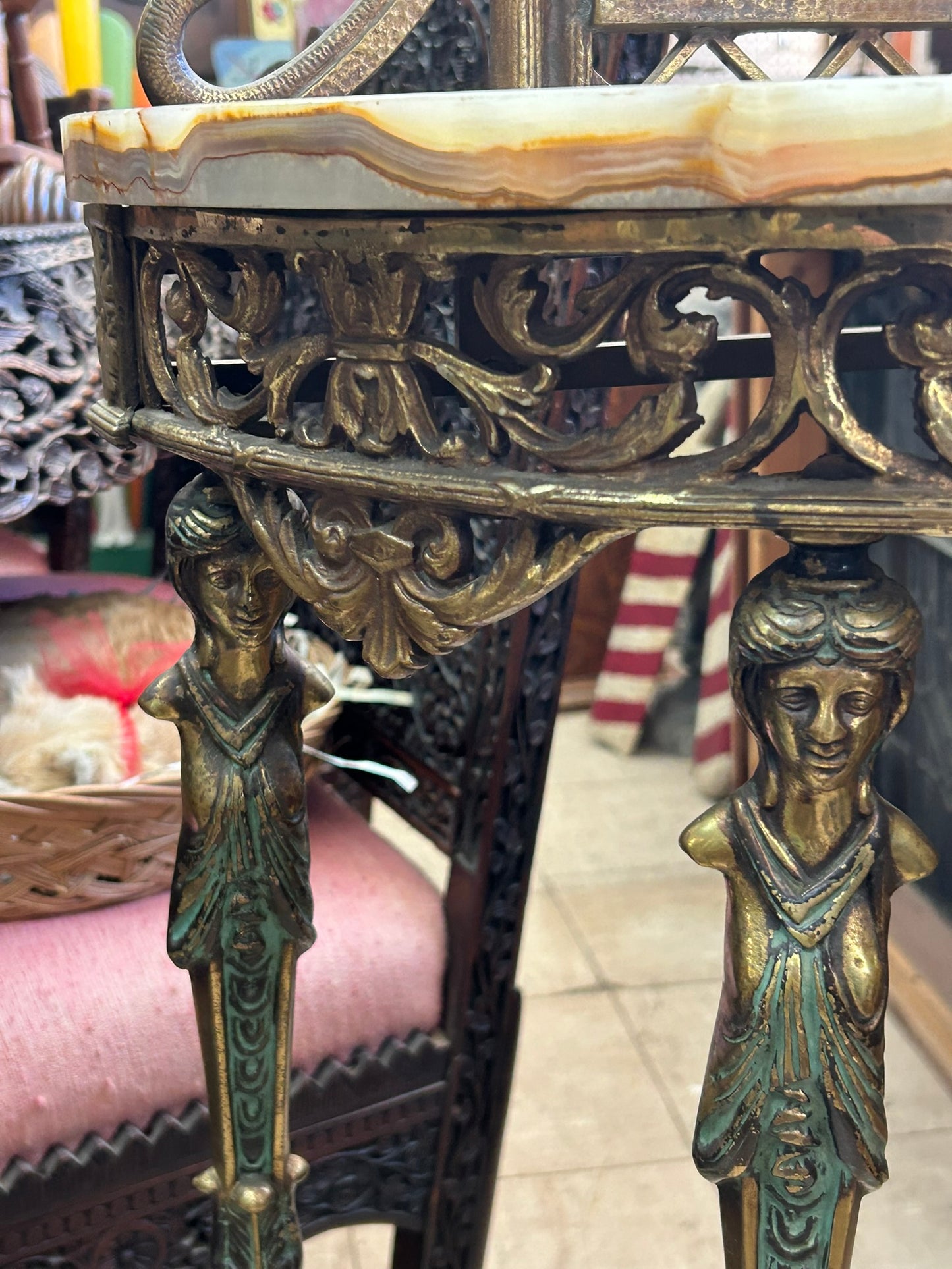 ART DECO METAL CONSOLE TABLE AND MIRROR IN MANNER OF OSCAR BACH