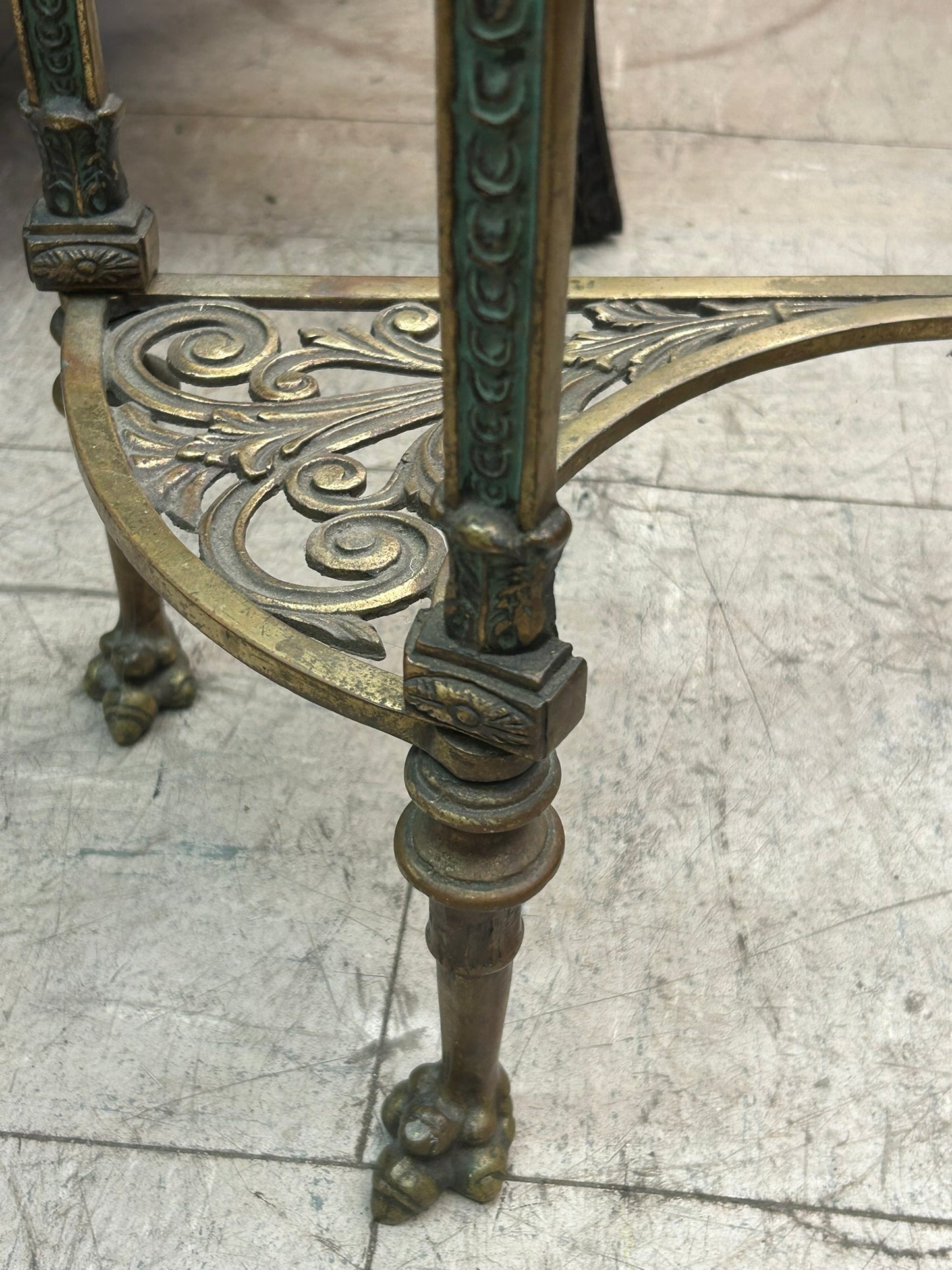 ART DECO METAL CONSOLE TABLE AND MIRROR IN MANNER OF OSCAR BACH