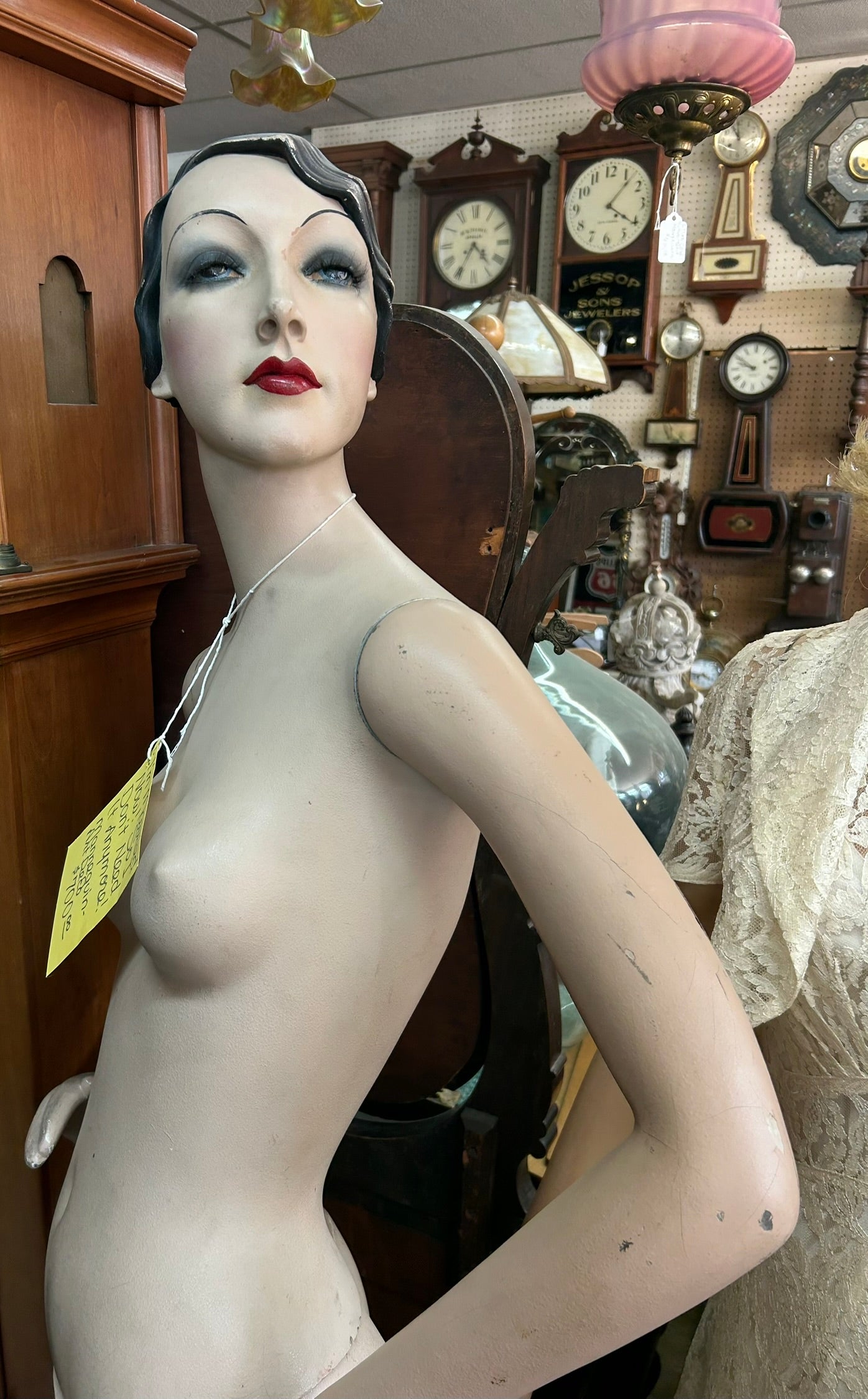 TWO FEMALE MANNEQUINS - ONE DECO PERIOD AND ONE WITH FARRAH FAWCETT SMILE AND PRICED EACH