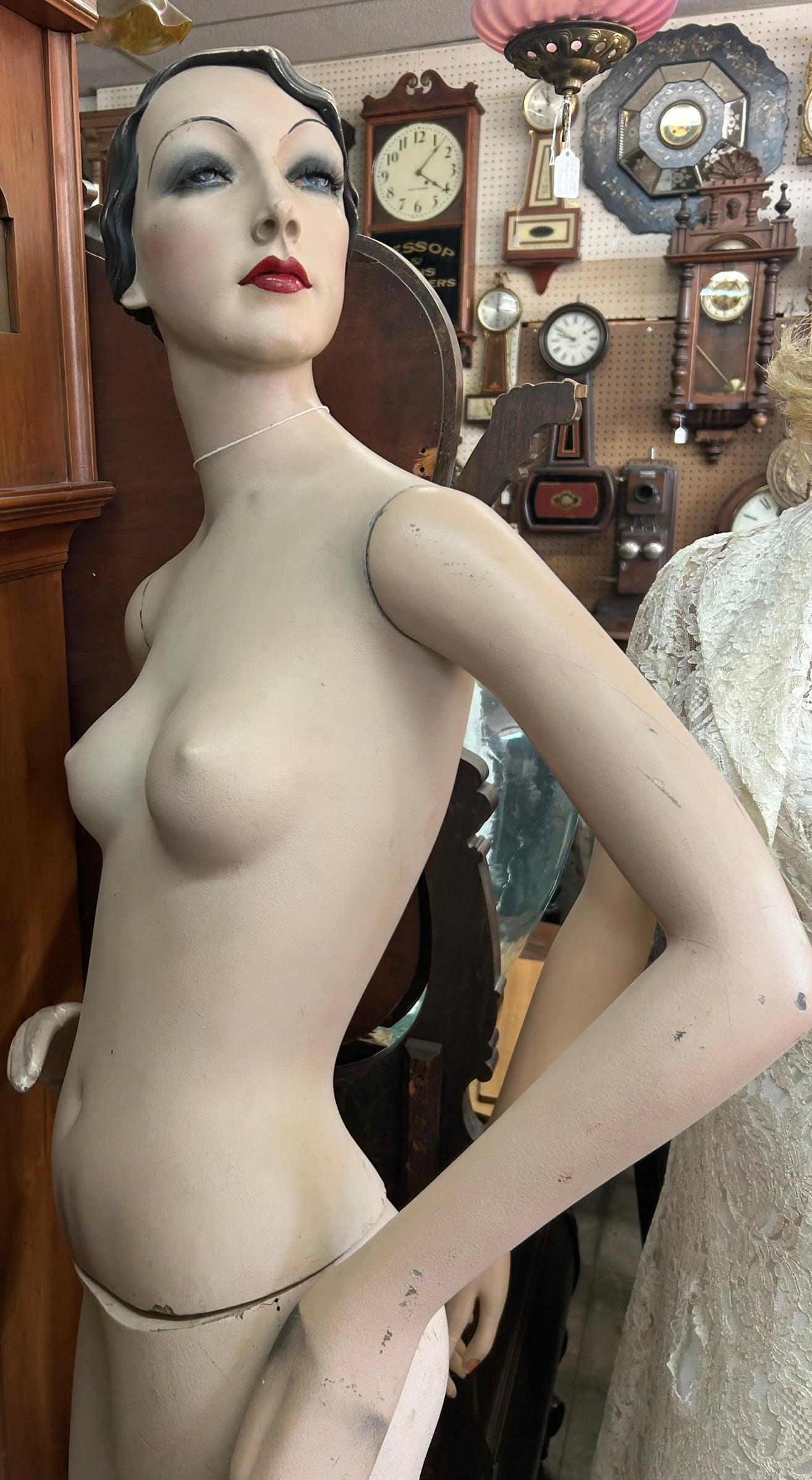 TWO FEMALE MANNEQUINS - ONE DECO PERIOD AND ONE WITH FARRAH FAWCETT SMILE AND PRICED EACH