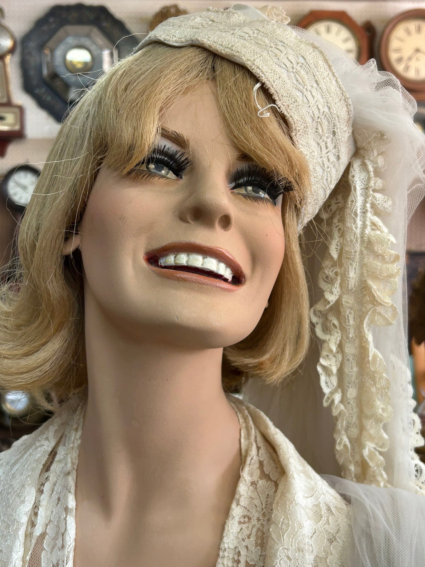 TWO FEMALE MANNEQUINS - ONE DECO PERIOD AND ONE WITH FARRAH FAWCETT SMILE AND PRICED EACH