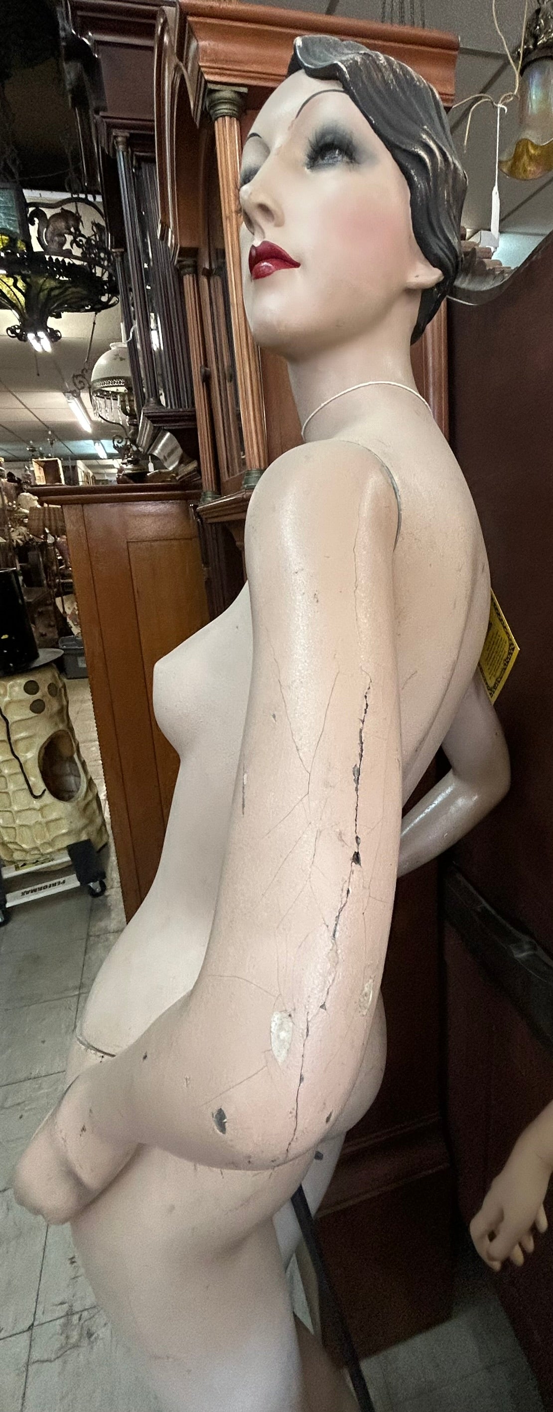 TWO FEMALE MANNEQUINS - ONE DECO PERIOD AND ONE WITH FARRAH FAWCETT SMILE AND PRICED EACH