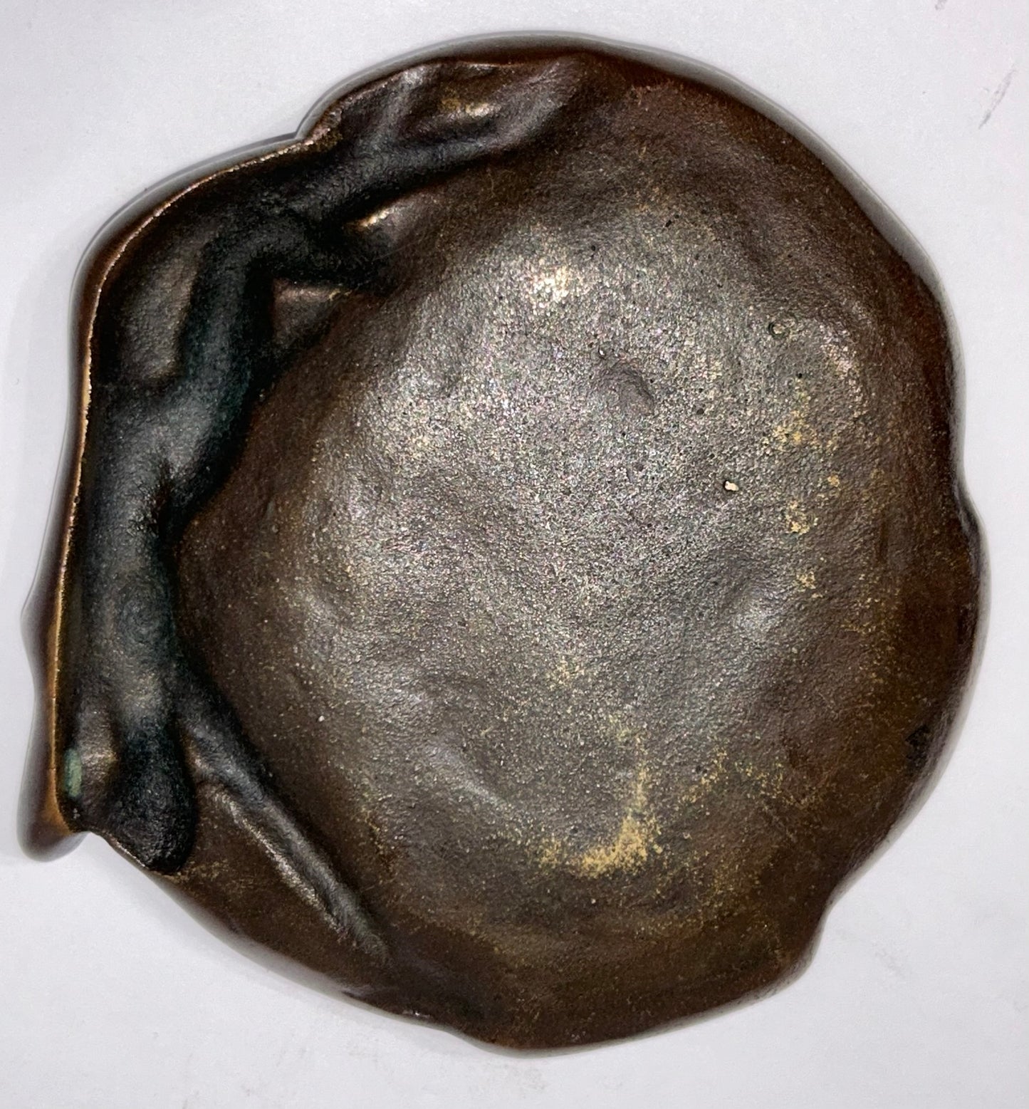 ADVERTISING ANTIQUE BRONZE FIGURAL LADY TRAY FOR FARIES MFG. CO. 1922