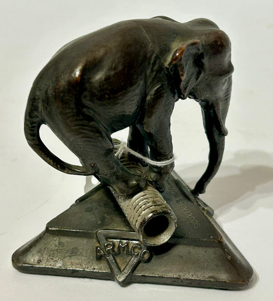 FIGURAL ELEPHANT ADVERTISING PAPERWEIGHT FOR ARMCO METAL CULVERT CO.