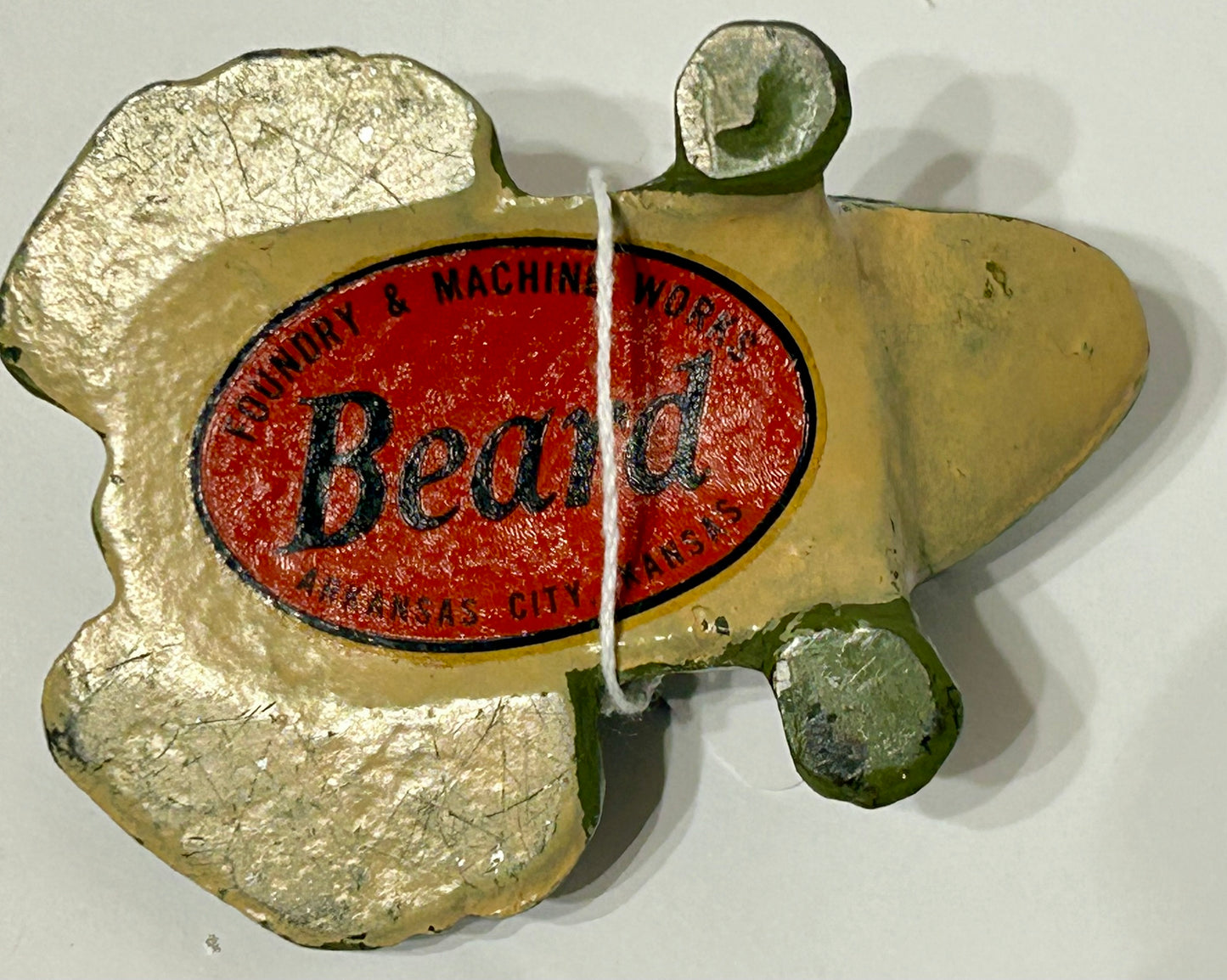 BEARD FOUNDRY CAST IRON ADVERTISING FROG PAPERWEIGHT
