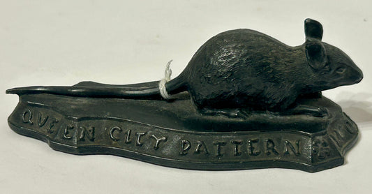 RAT FIGURAL ADVERTISING METAL PAPERWEIGHT FOR QUEEN CITY PATTERN WORKS