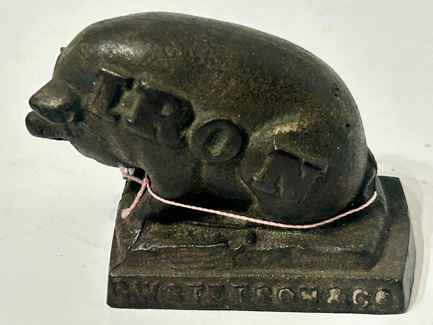 "IRON" - STETSON & CO. FIGURAL PIG PAPERWEIGHT