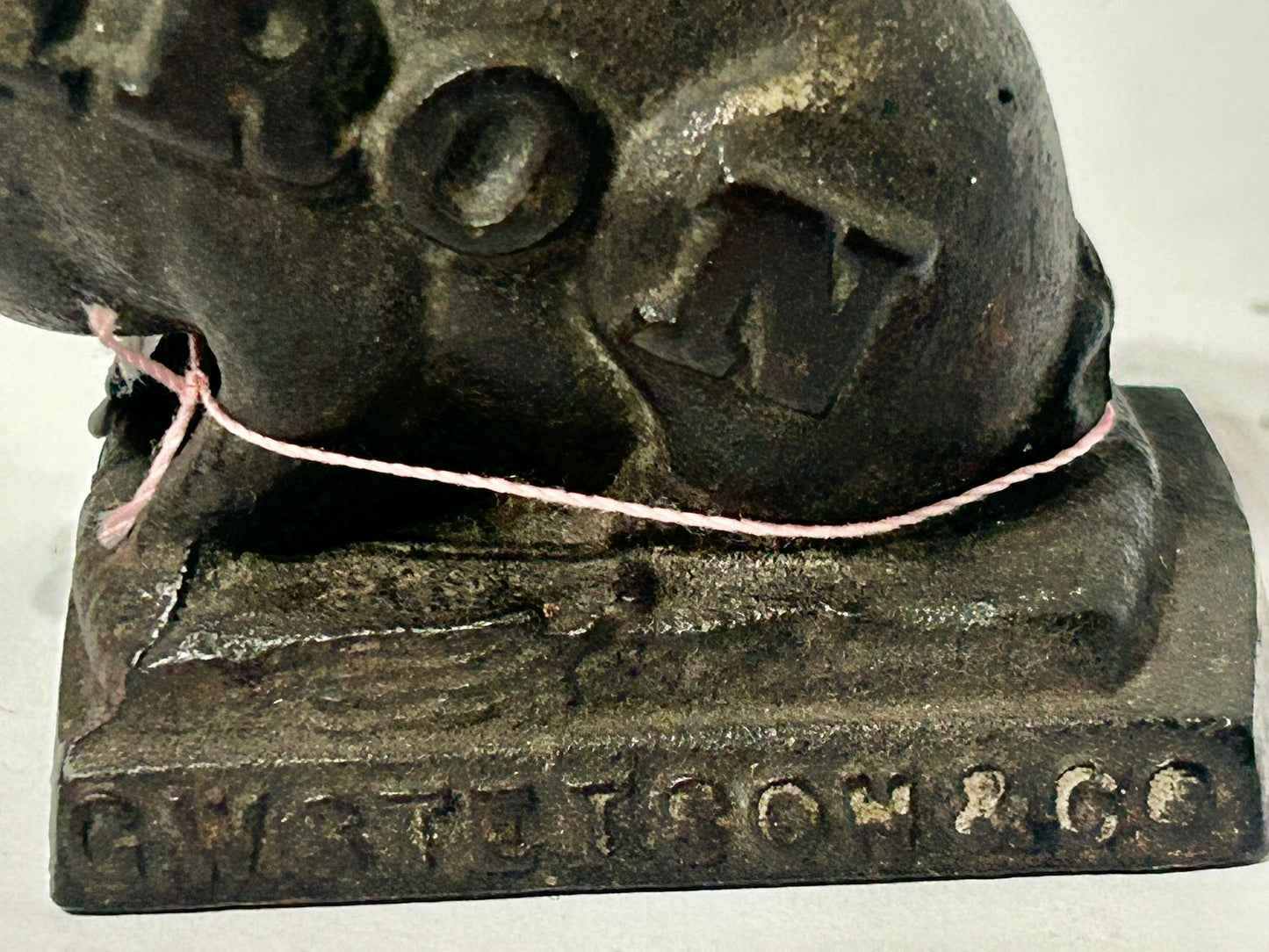 "IRON" - STETSON & CO. FIGURAL PIG PAPERWEIGHT
