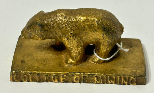 FIGURAL BEAR PAPERWEIGHT ADVERTISING COLLEGE OF MINING ENGINEERS DAY