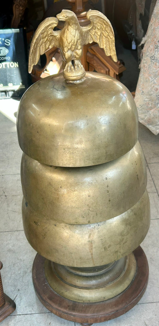 TRIPLE GRADULATED ANTIQUE BRONZE BELL GONG
