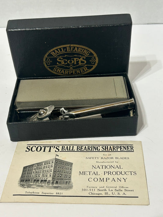 SCOTTS BALL BEARING RAZOR BLADE SHARPENER IN BOX