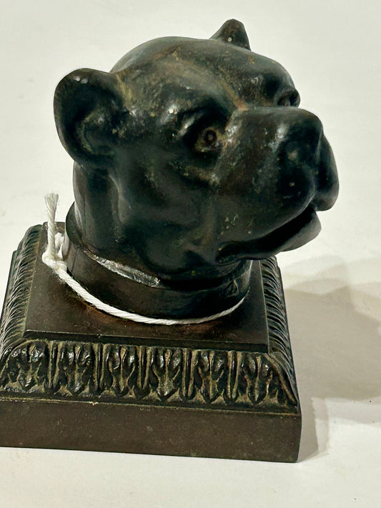 BOXER DOG FIGURAL CAST IRON ANTIQUE PAPERWEIGHT