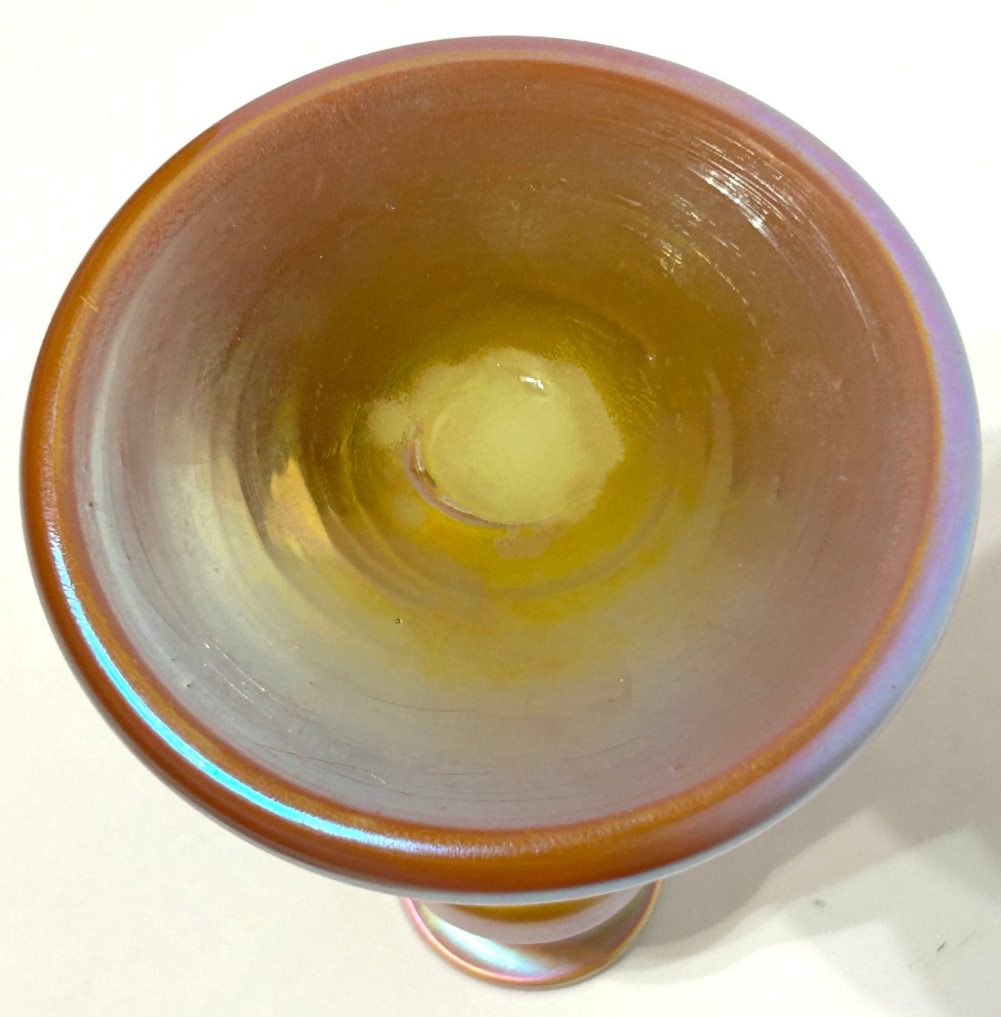 ANTIQUE ART GLASS GOLD IRRIDESCENT CANDLESTICK