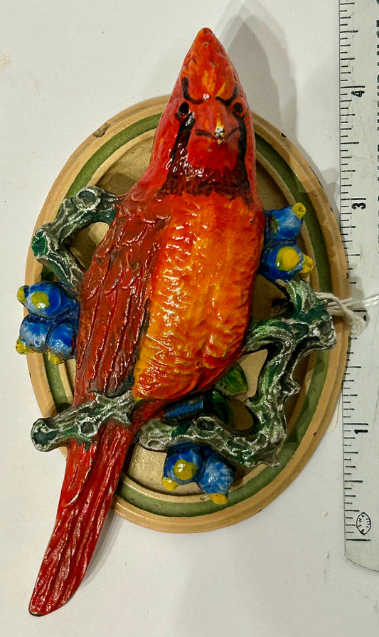 DOOR KNOCKER OF CARDINAL BIRD IN CAST IRON
