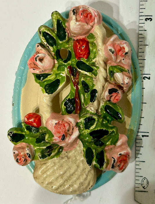 DOOR KNOCKER PINK ROSES FLOWER BASKET