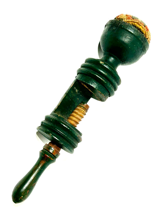 EARLY SEWING CLAMP PAINTED GREEN WOOD