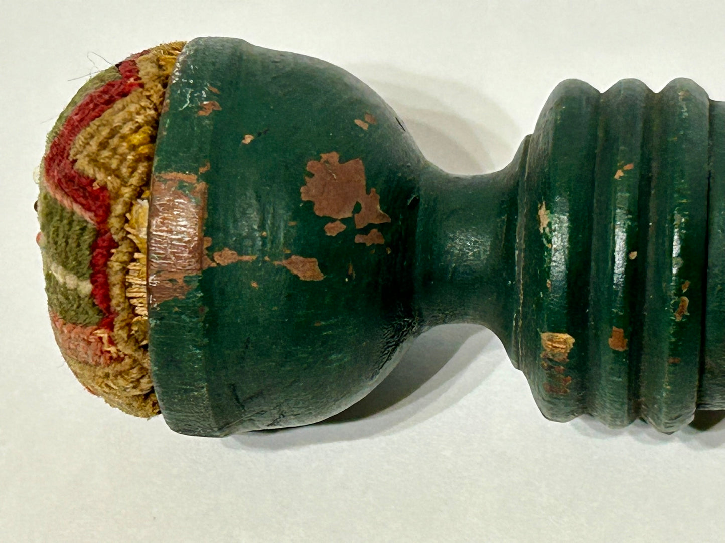 EARLY SEWING CLAMP PAINTED GREEN WOOD