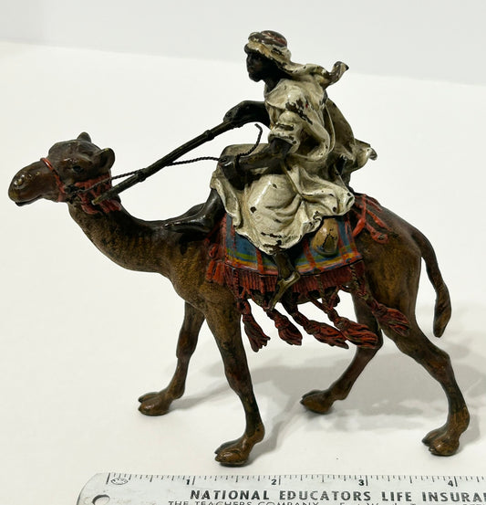 FRANZ BERGMAN BRONZE ARAB ON CAMEL WITH COLD PAINT