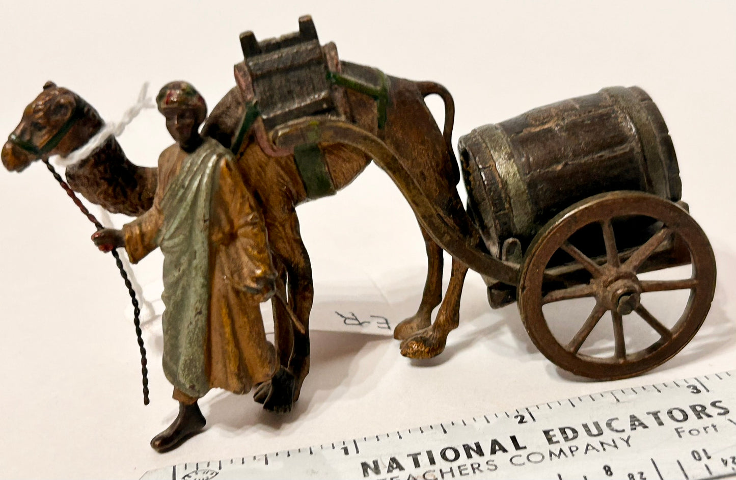 AUSTRIAN COLD PAINTED BRONZE OF ARAB WITH CAMEL PULLING CART