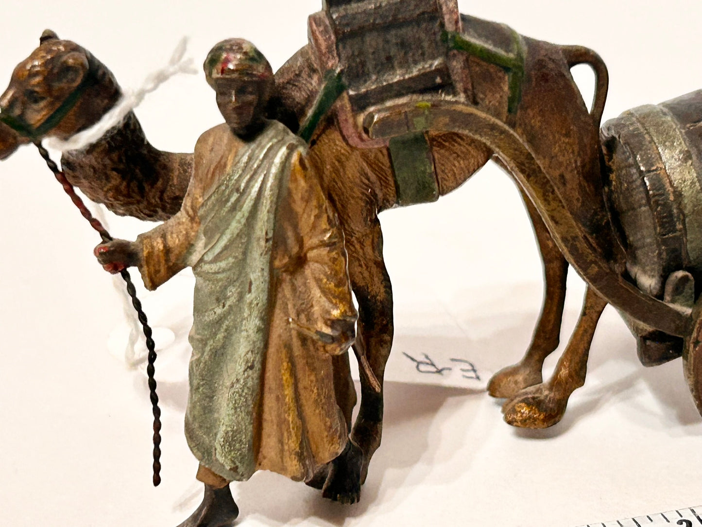 AUSTRIAN COLD PAINTED BRONZE OF ARAB WITH CAMEL PULLING CART