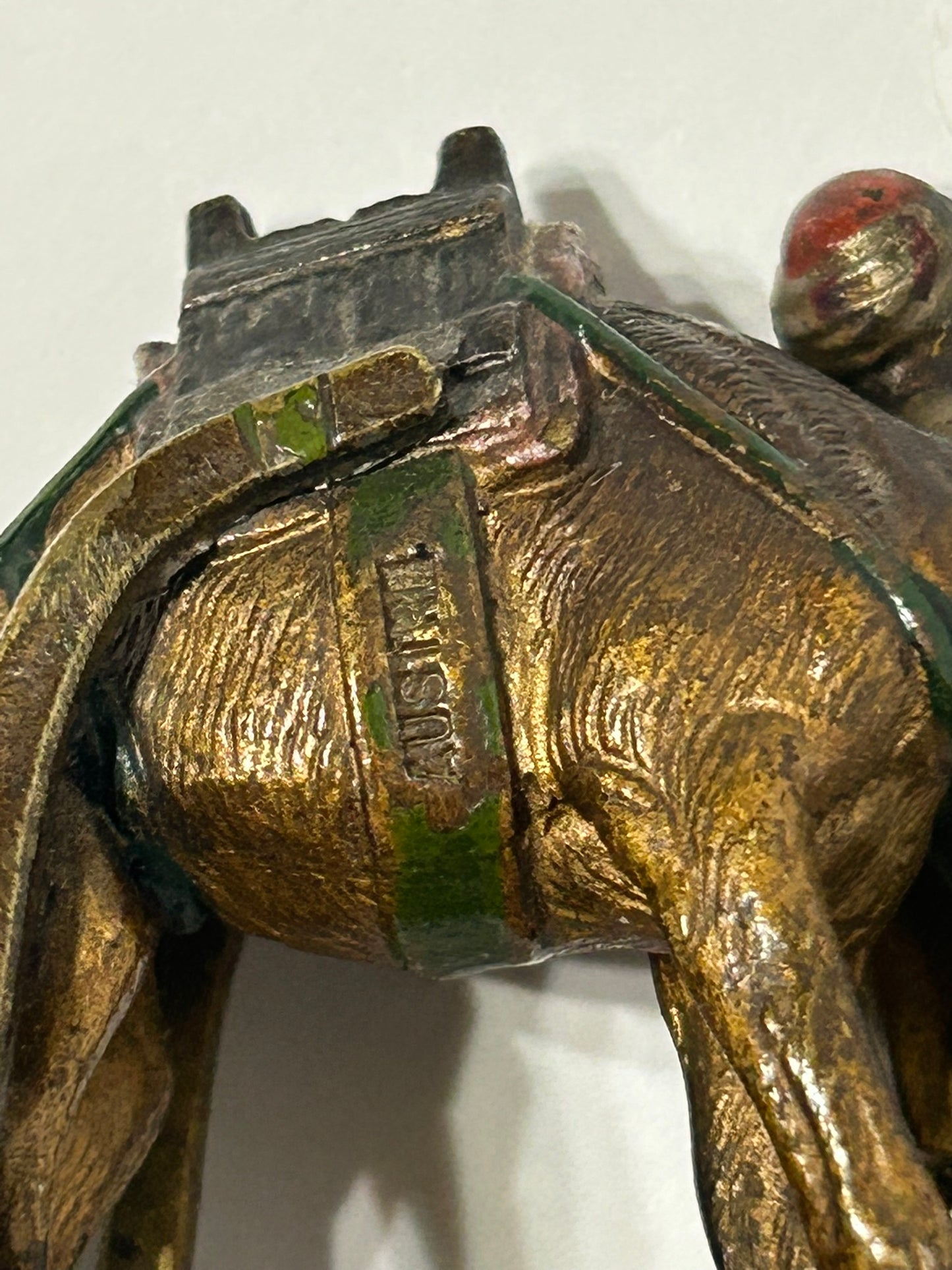 AUSTRIAN COLD PAINTED BRONZE OF ARAB WITH CAMEL PULLING CART