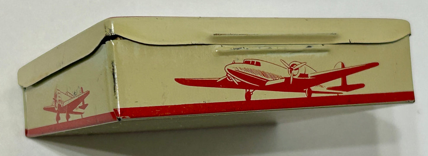 WW II PILOT AND PLANES ILUSTRATIONS ON TIN SENTINEL JUNIOR ACE FIRST AID KIT