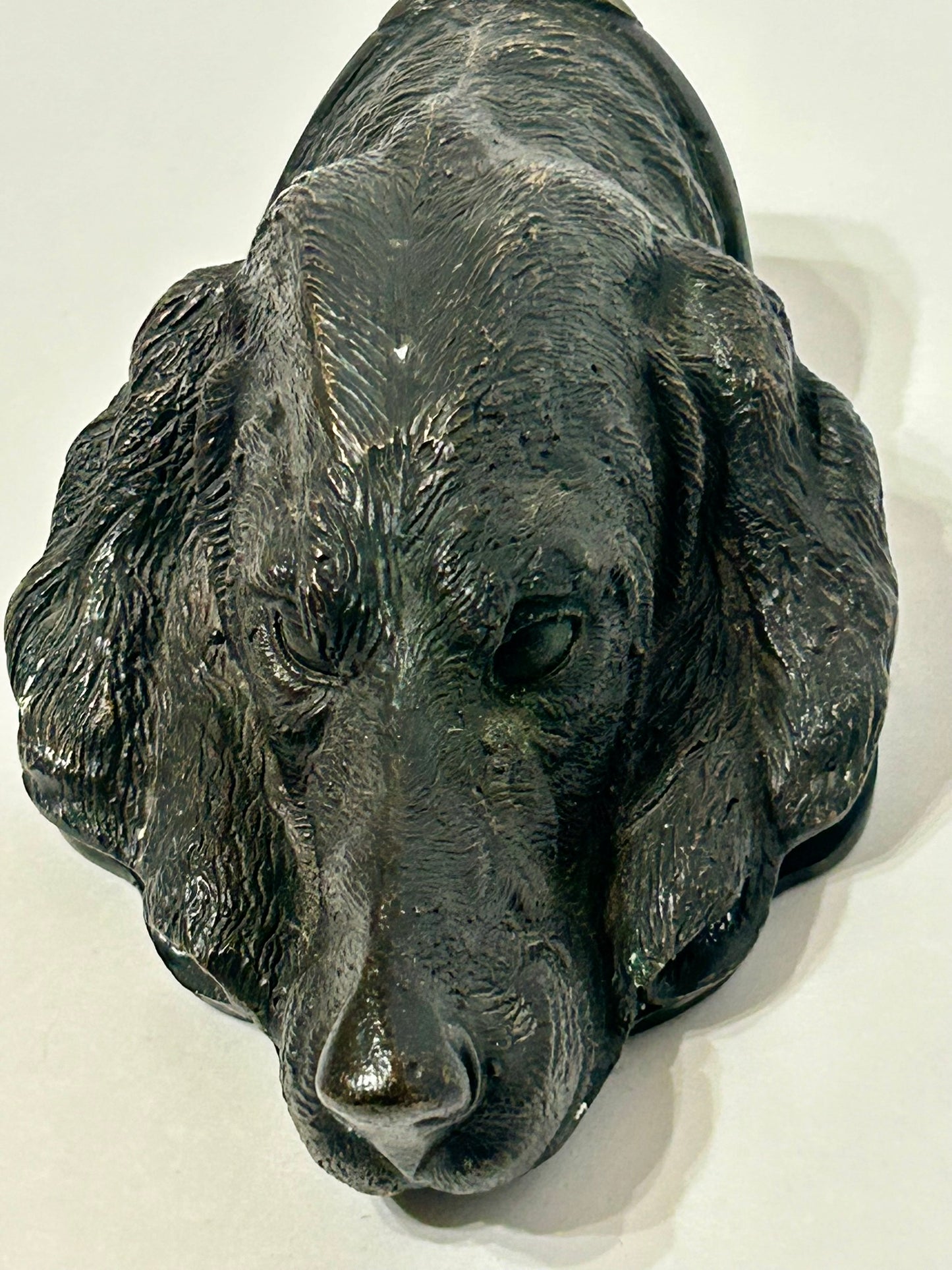 ANTIQUE LARGE DOG BRONZE BILL CLIP