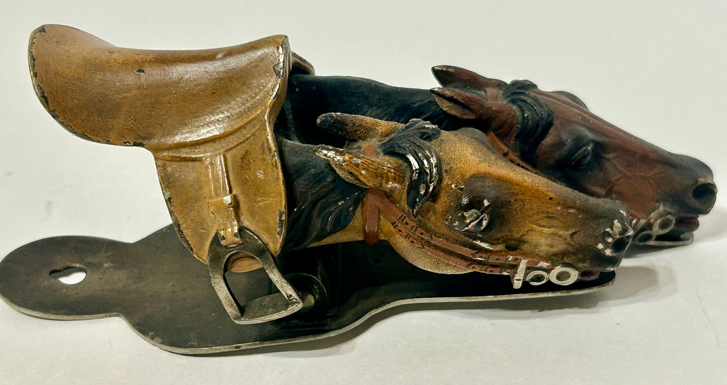 HORSES & SADDLE ANTIQUE METAL BILL CLIP