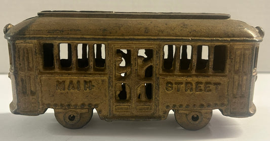 CAST IRON MAIN STREET TROLLY ANTIQUE BANK