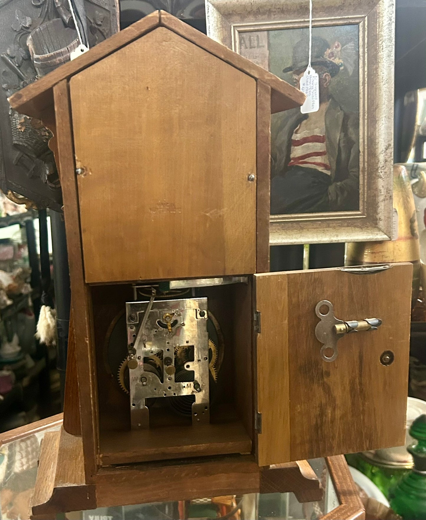 ACROBAT ON TRAPEZE ANIMATED ANTIQUE JUNGHANS CLOCK