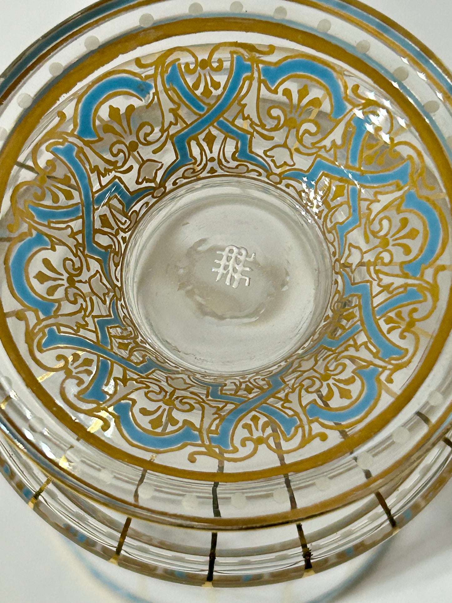 LOBMEYR VIENNA AUSTRIA GLASS FOOTED PERSIAN MOTIF ENAMELED SET OF TUMBLERS