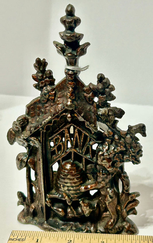 ANTIQUE IRON BANK BEAR & HONEY