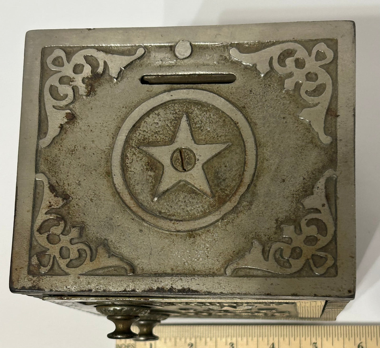 ANTIQUE CAST IRON SECURITY SAFE LARGE BANK