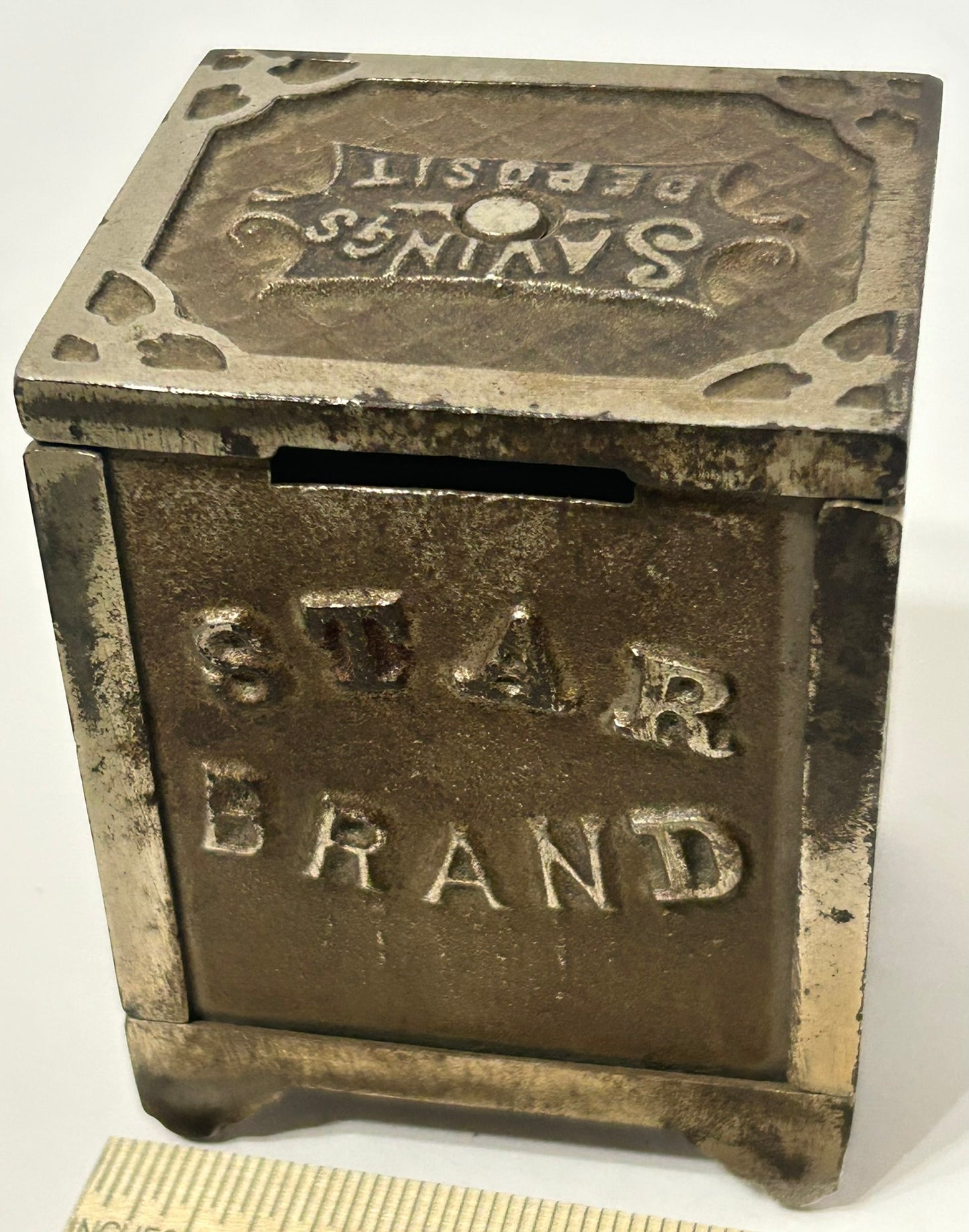 ANTIQUE CAST IRON STAR BRAND COMBINATION SAFE BANK